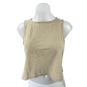MNG Mango Beige Tan Khaki Sleeveless High Neck Cami Cropped Tank Top Size S